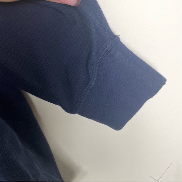 POLO Ralph Lauren Navy Blue Waffle Knit Long Sleeve Top - Picture 3 of 8